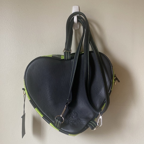 Love Pain and Stitches | Lime Green Pumpkin Kult Heart Spider Web Backpack - Picture 5 of 9
